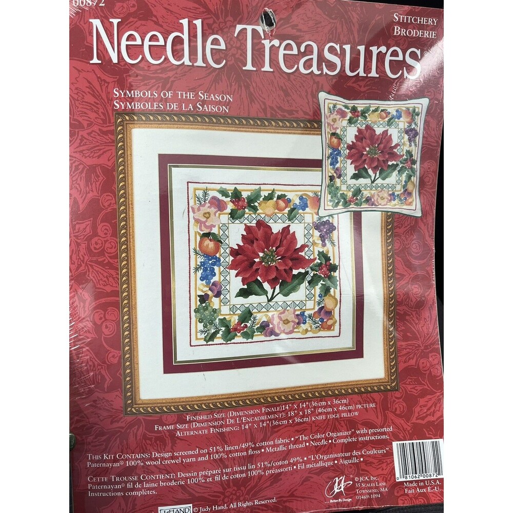 Needle Treasures Needlepoint Kit “Symbols Of The Season" 00872 Poinsettias